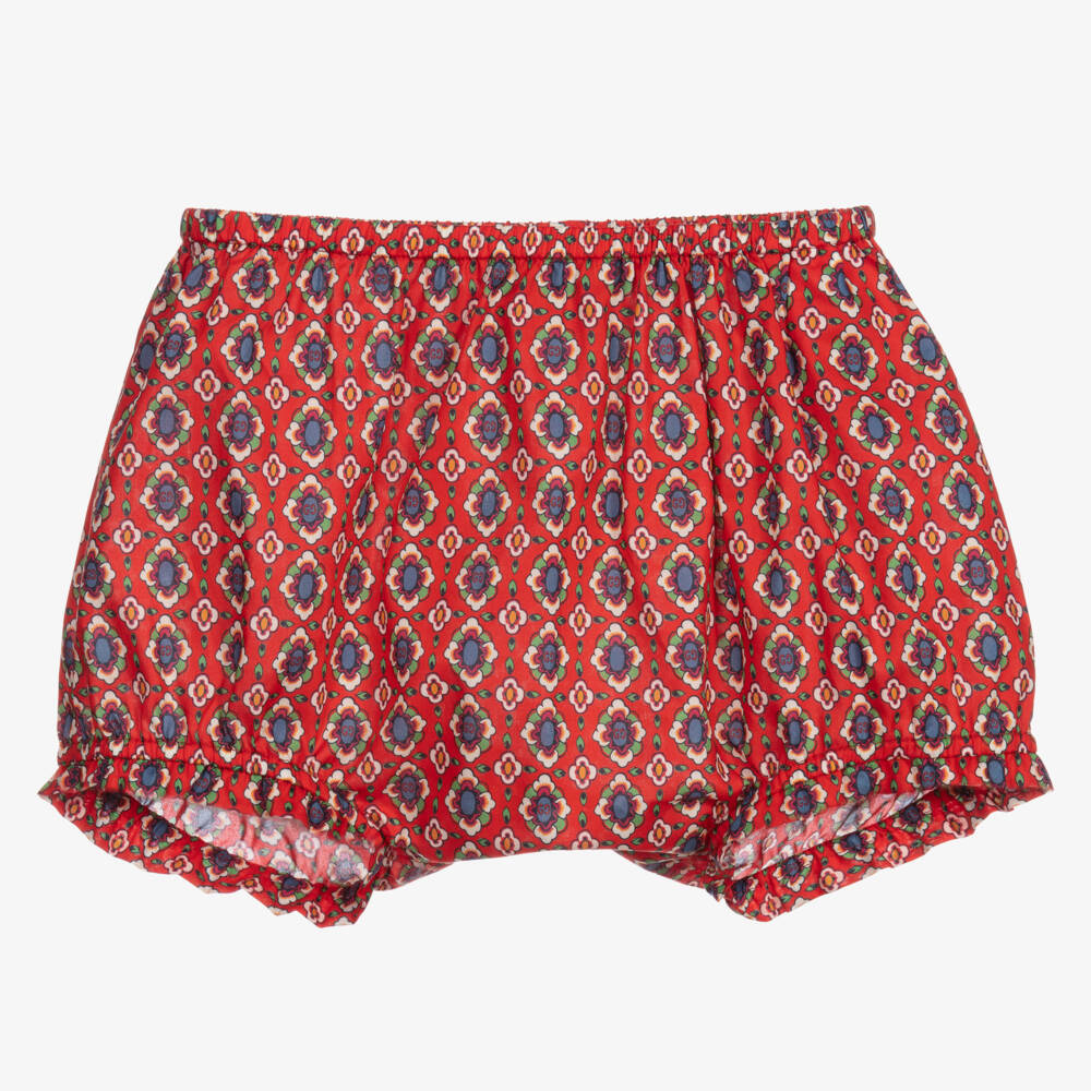 Gucci-Красные хлопковые шортики GG в цветочек для девочек | Childrensalon Outlet