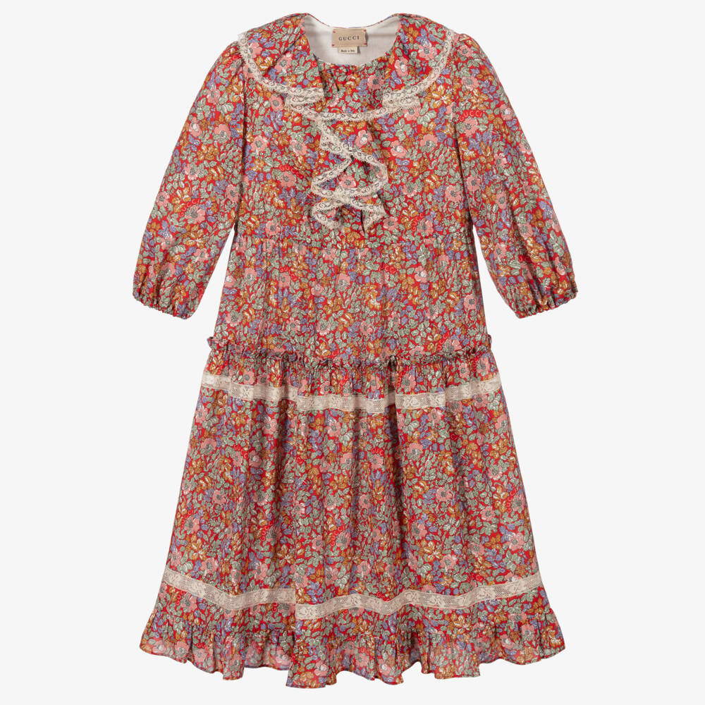 Gucci-Girls Floral Viscose Dress | Childrensalon Outlet