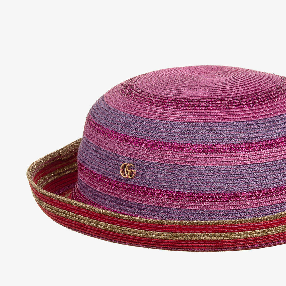 Gucci-Girls Glitter Pink Stripe Hat | Childrensalon Outlet