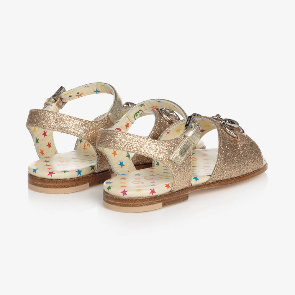 Gucci-Girls Gold Horsebit Sandals | Childrensalon Outlet