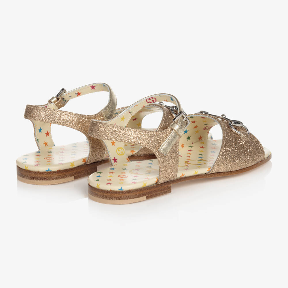 Gucci-Girls Gold Horsebit Sandals | Childrensalon Outlet