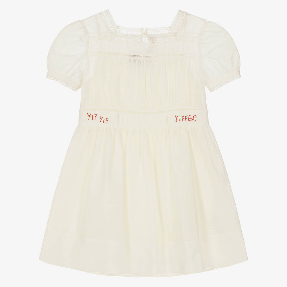 Gucci-Girls Ivory Cotton Dress | Childrensalon Outlet