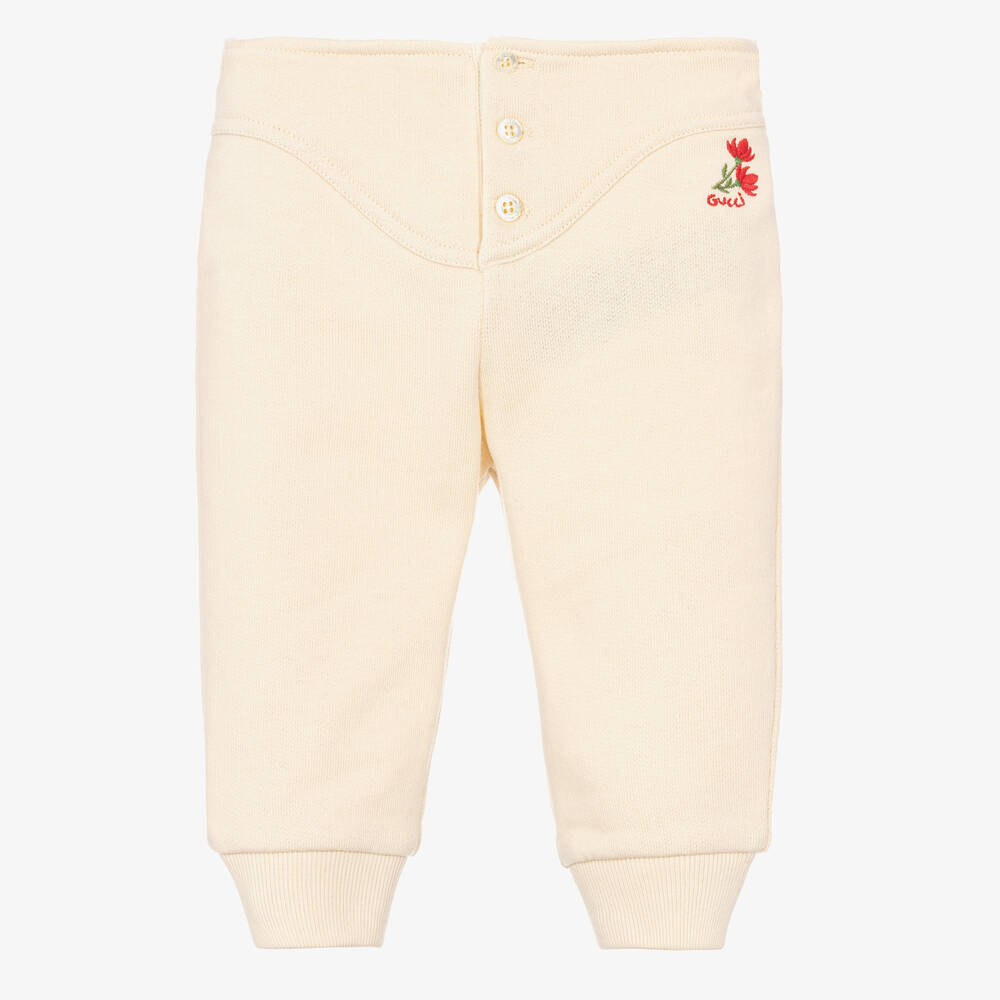 Gucci-Girls Ivory Cotton Joggers | Childrensalon Outlet