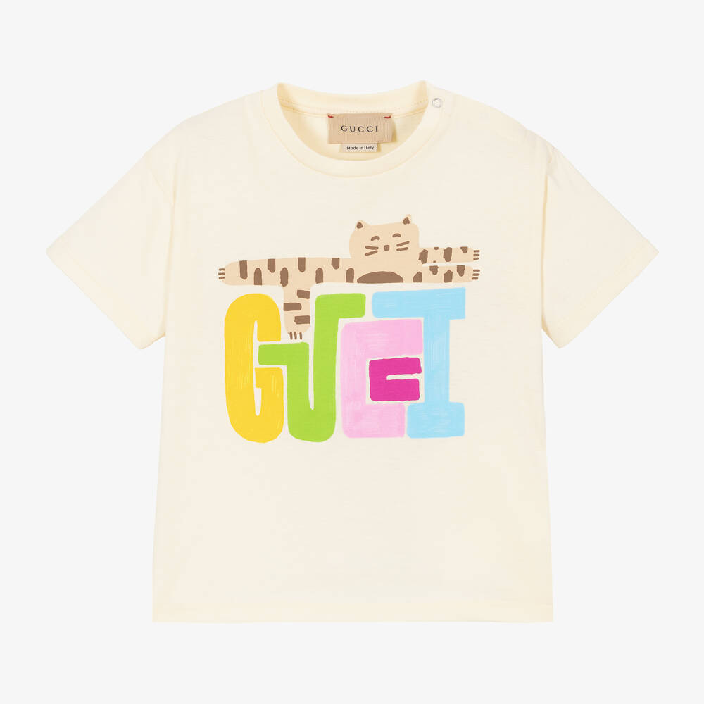 Gucci-Girls Ivory Cotton T-Shirt | Childrensalon Outlet