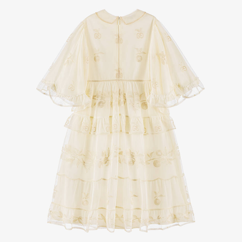 Gucci-Girls Ivory Cotton Tulle Dress | Childrensalon Outlet