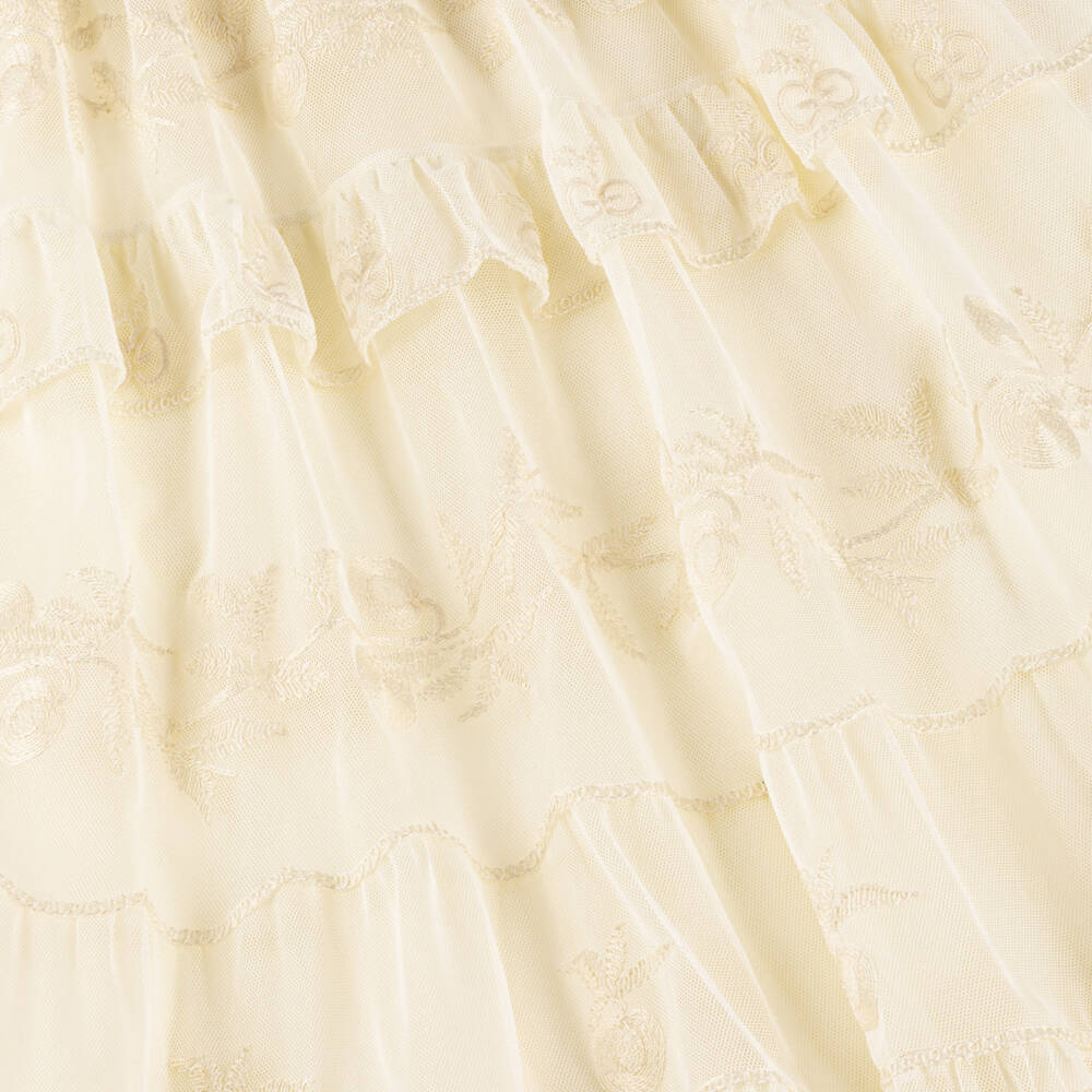 Gucci-Girls Ivory Cotton Tulle GG Dress | Childrensalon Outlet