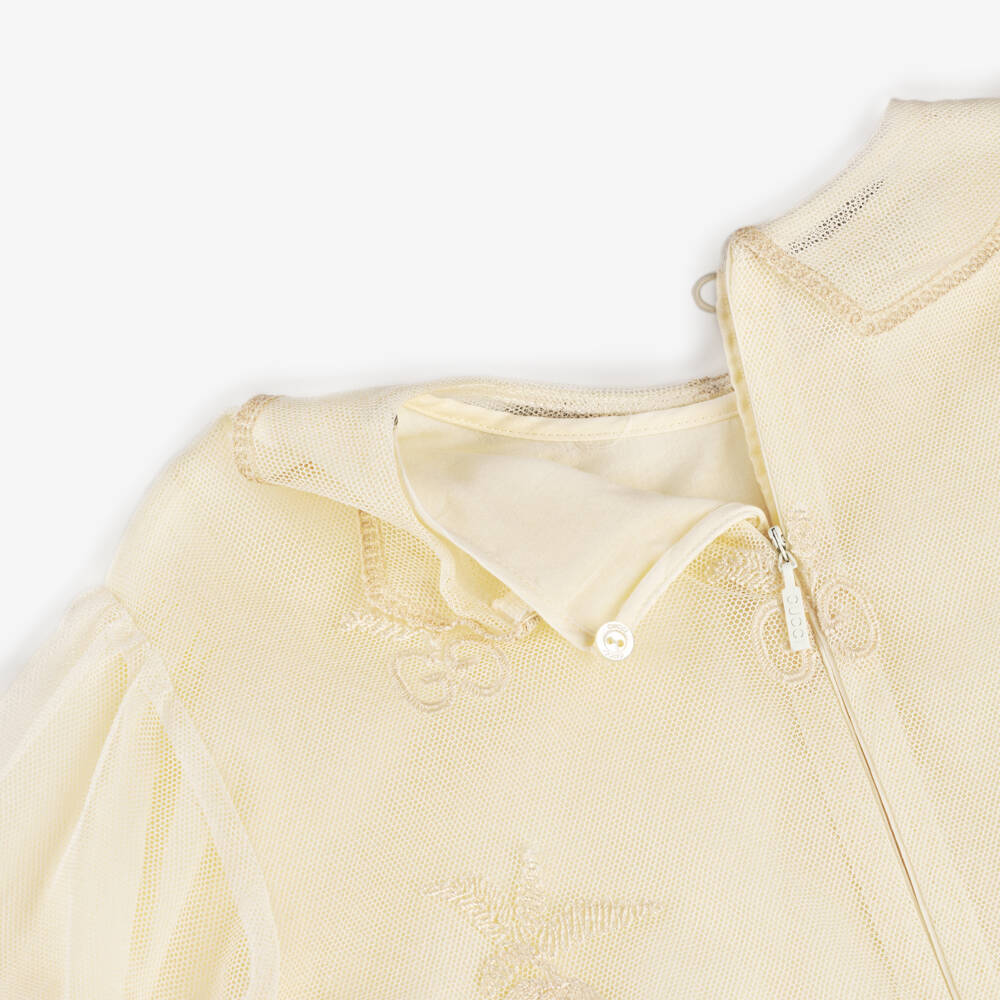 Gucci-Girls Ivory Cotton Tulle GG Dress | Childrensalon Outlet