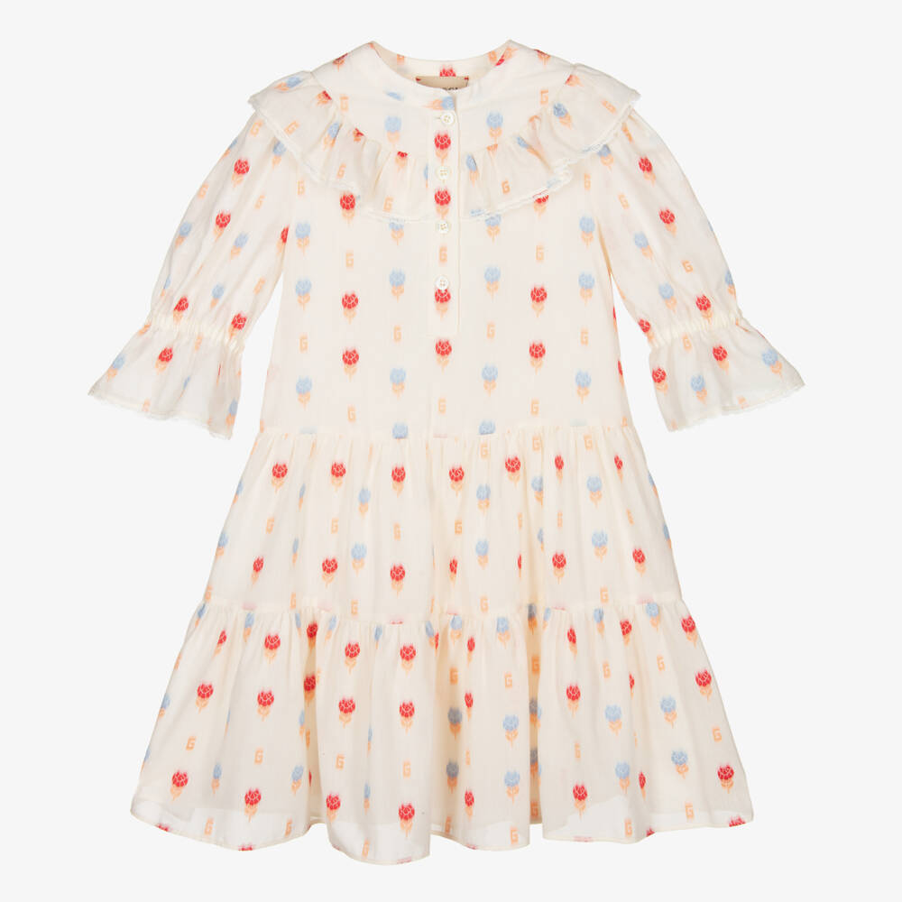 Gucci-Кремовое хлопковое платье для девочек | Childrensalon Outlet