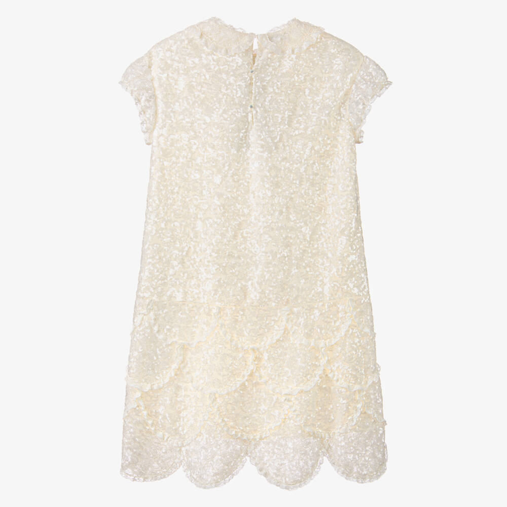 Gucci-Girls Ivory Floral Sequin Dress | Childrensalon Outlet
