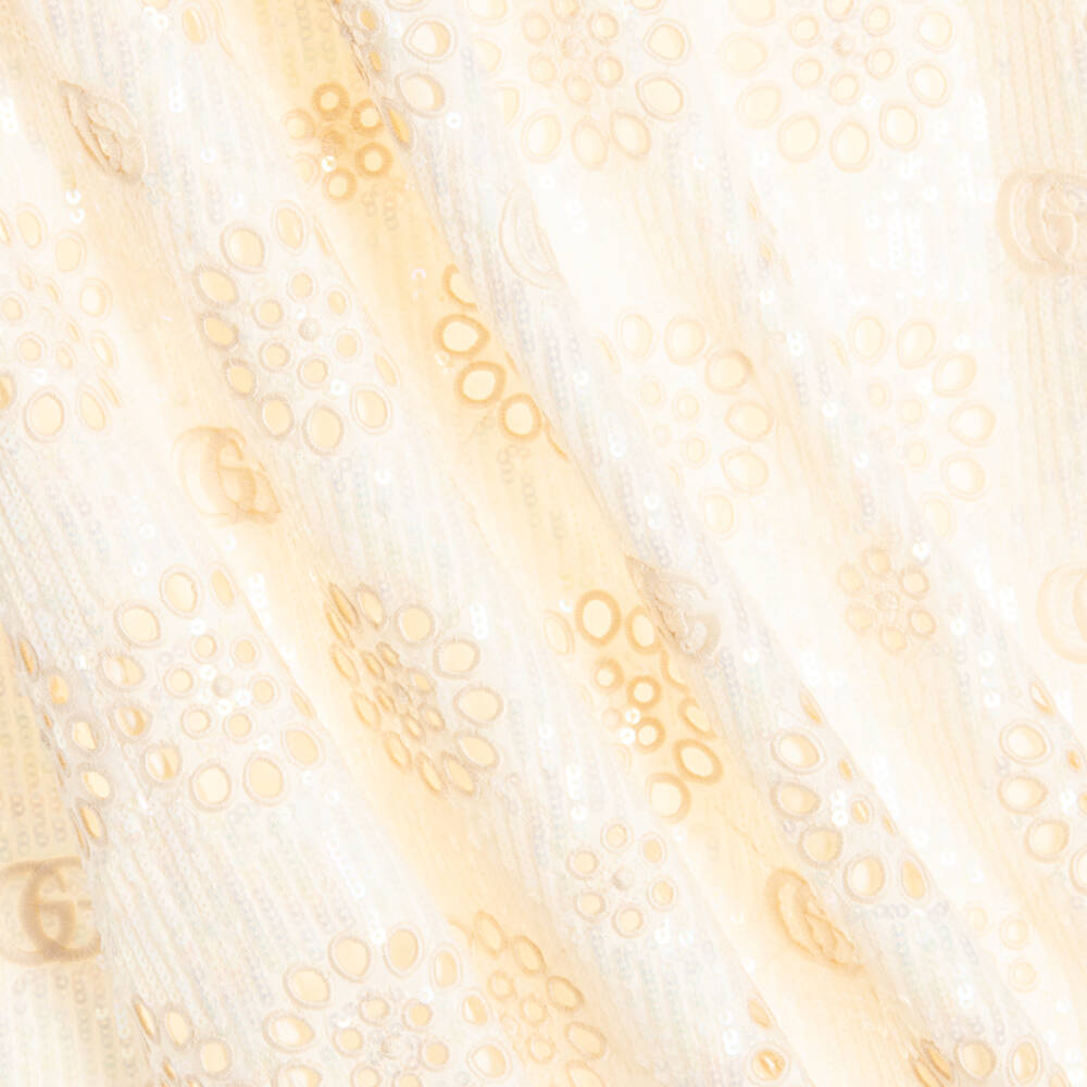 Gucci-Girls Ivory Sequin Double G Dress | Childrensalon Outlet