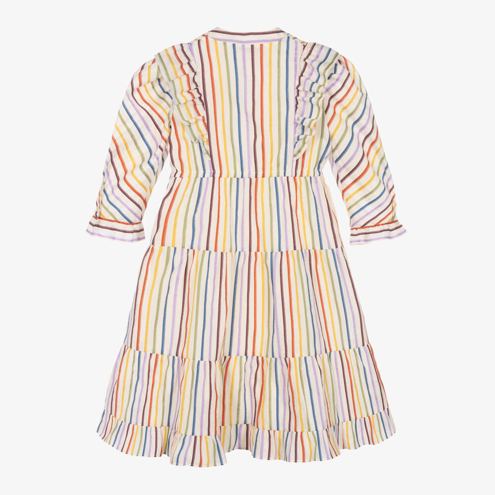Gucci-Girls Ivory Striped Cotton Dress | Childrensalon Outlet