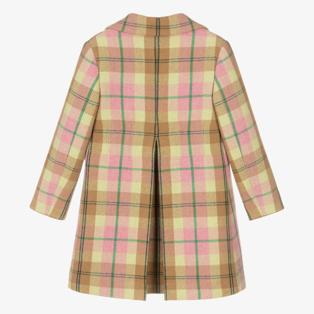 Gucci-Girls Pastel Check Wool Blend Coat | Childrensalon Outlet