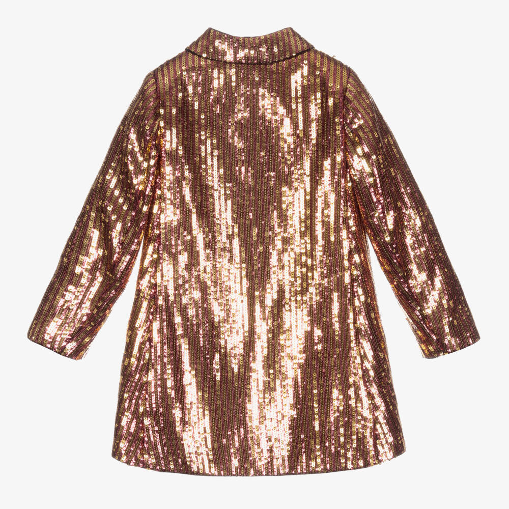 Gucci-Girls Pink & Gold Sparkle Coat | Childrensalon Outlet