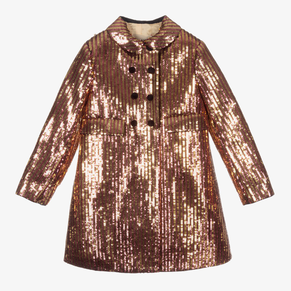 Gucci-Girls Pink & Gold Sparkle Coat | Childrensalon Outlet