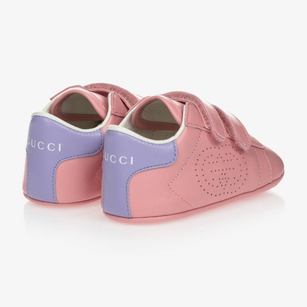 Gucci-Girls Pink Leather Baby Shoes | Childrensalon Outlet