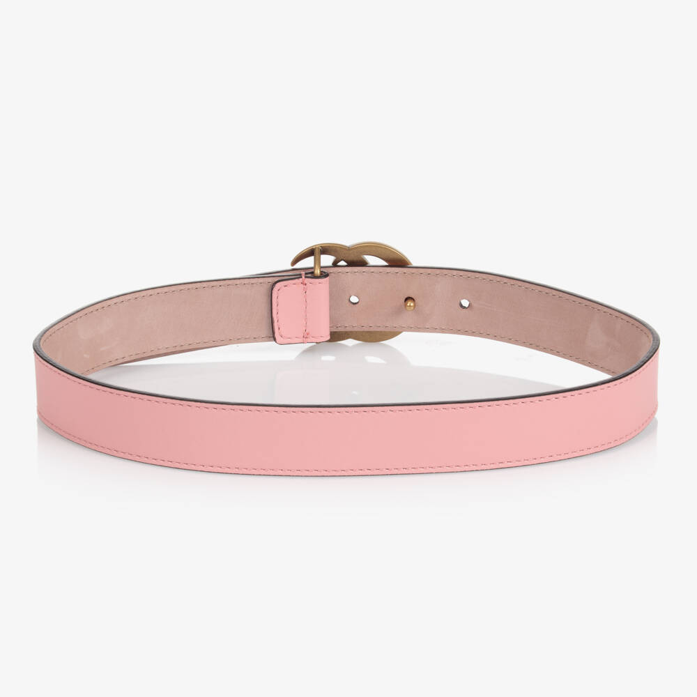 Gucci-Girls Pink Leather GG Belt | Childrensalon Outlet