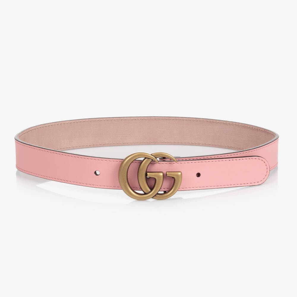 Gucci-Girls Pink Leather GG Belt | Childrensalon Outlet