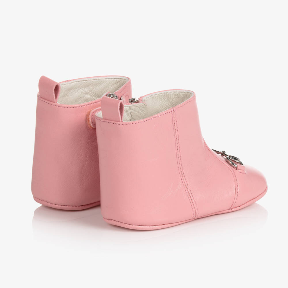Gucci-Girls Pink Leather Pre-Walker Shoes | Childrensalon Outlet