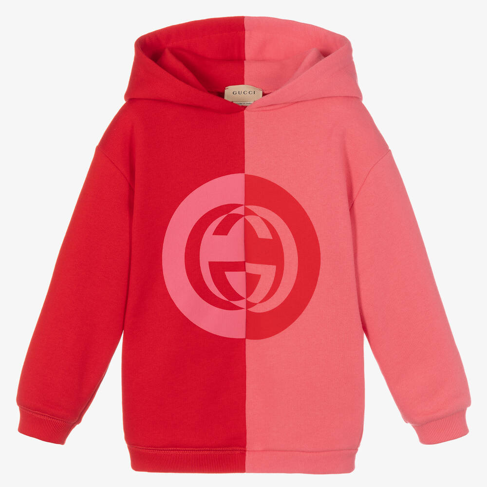 Gucci-Girls Pink & Red Logo Hoodie | Childrensalon Outlet