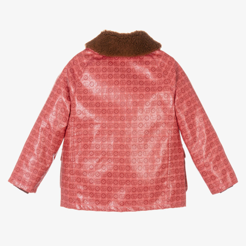 Gucci-Girls Pink Shearling Collar Jacket | Childrensalon Outlet