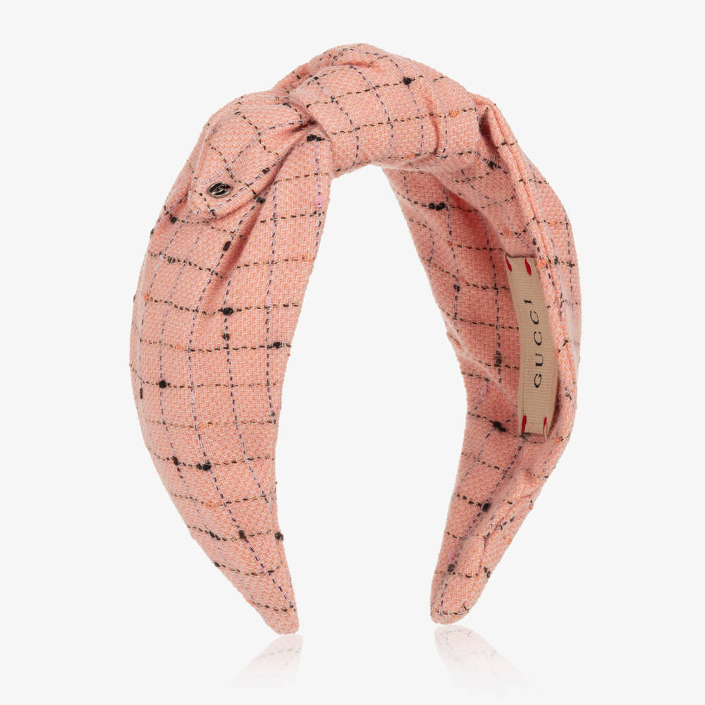 Gucci-Girls Pink Wool Check Hairband | Childrensalon Outlet