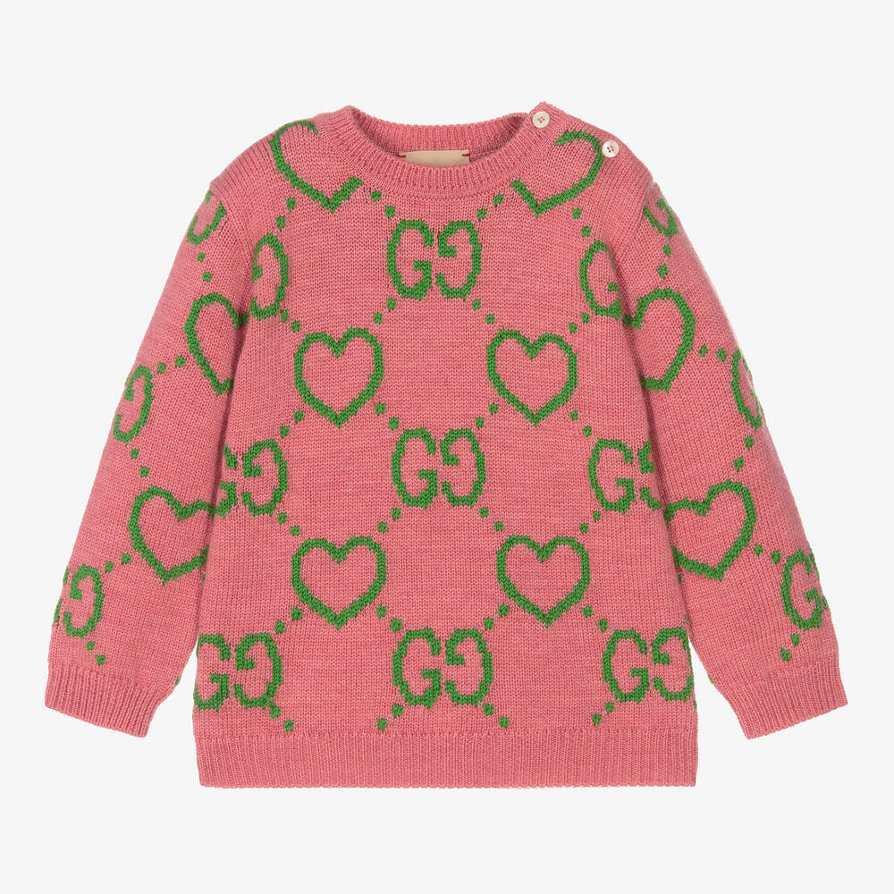 Gucci-Girls Pink Wool GG Sweater | Childrensalon Outlet