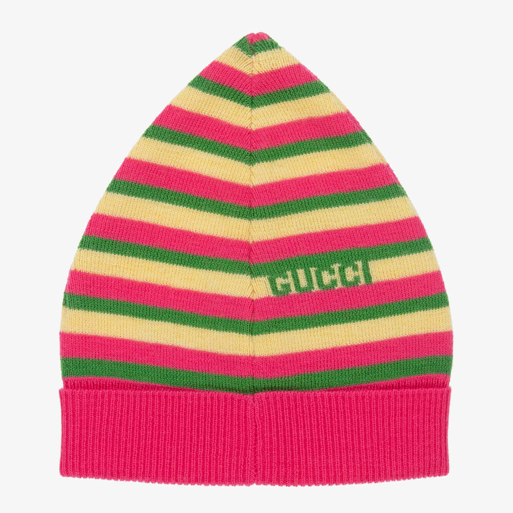 Gucci-Шапка в розовую и желтую полоску для малышей | Childrensalon Outlet
