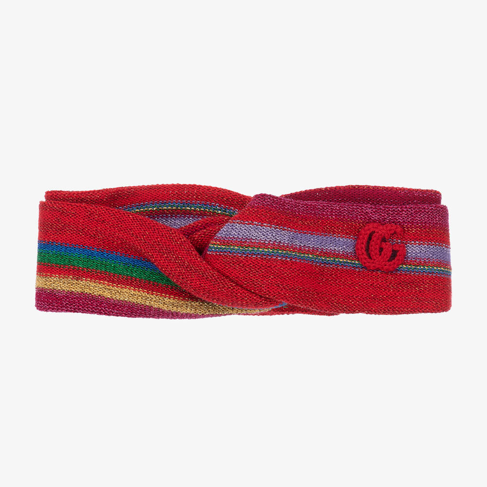 Gucci-Girls Red Glitter Stripe Headband | Childrensalon Outlet