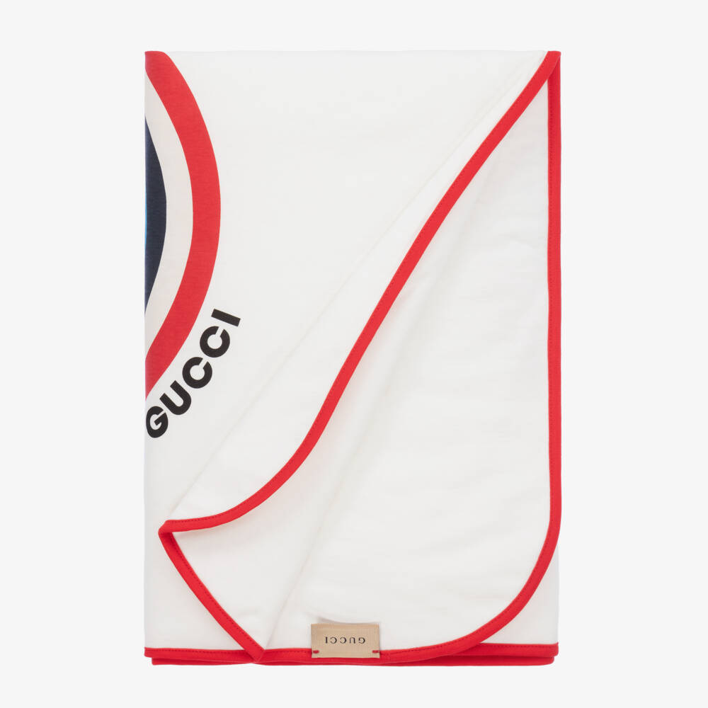 Gucci-Girls Red Trimmed Cotton Blanket | Childrensalon Outlet