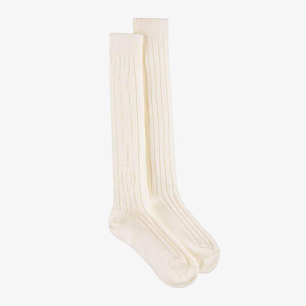 Gucci-Girls Soft Ivory Knee Socks | Childrensalon Outlet