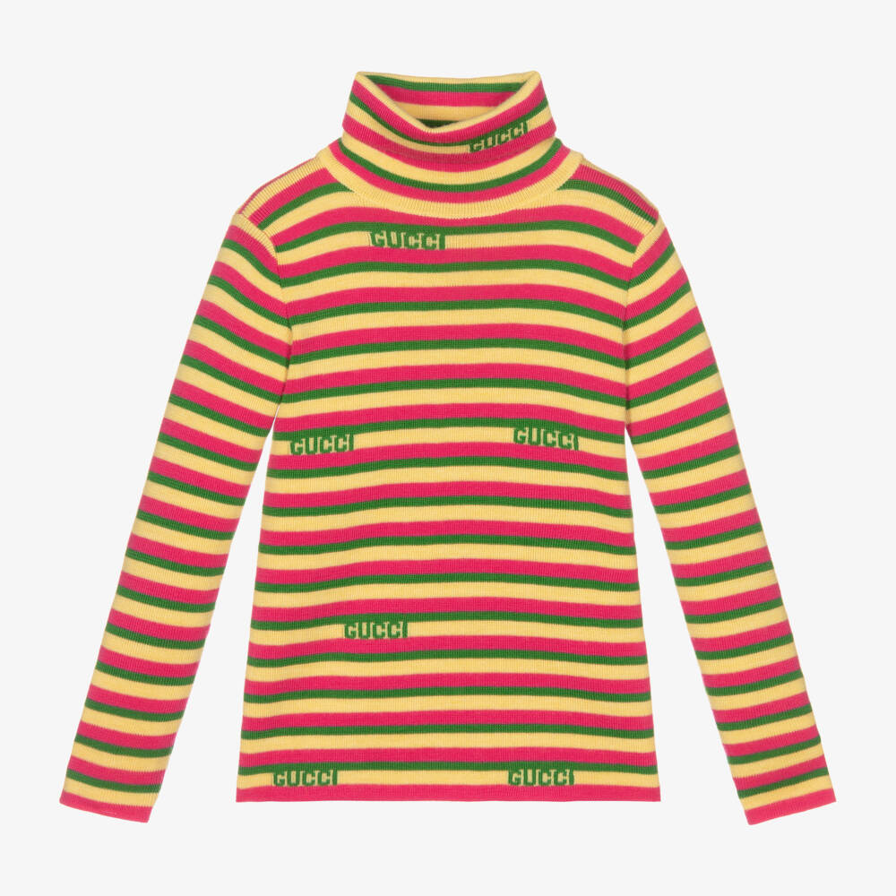Gucci-Girls Striped Wool Rollneck Sweater | Childrensalon Outlet