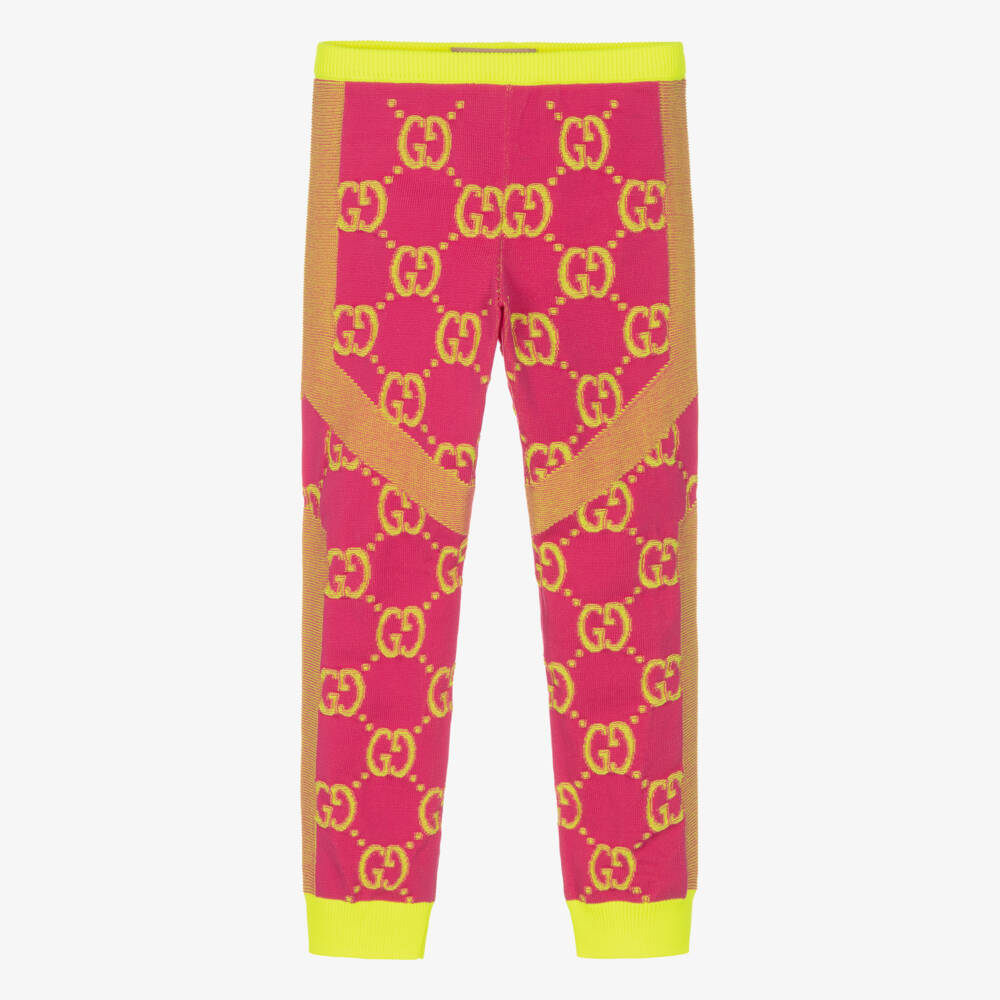 Gucci-Girls Vibrant Pink & Yellow Leggings | Childrensalon Outlet