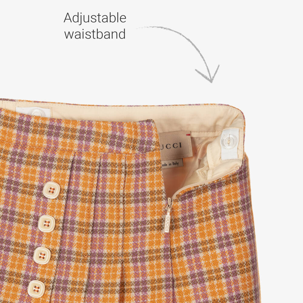 Gucci-Girls Vintage-Inspired Orange Wool Skirt | Childrensalon Outlet
