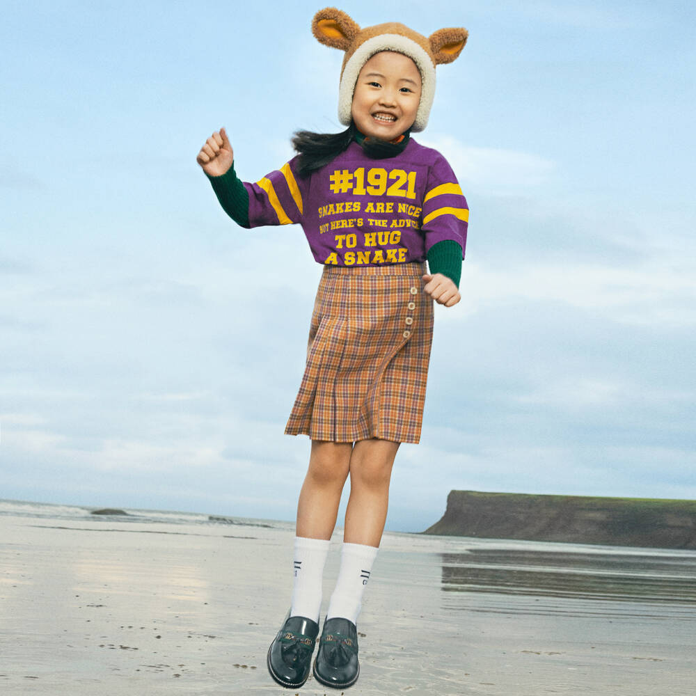 Gucci-Girls Vintage-Inspired Orange Wool Skirt | Childrensalon Outlet