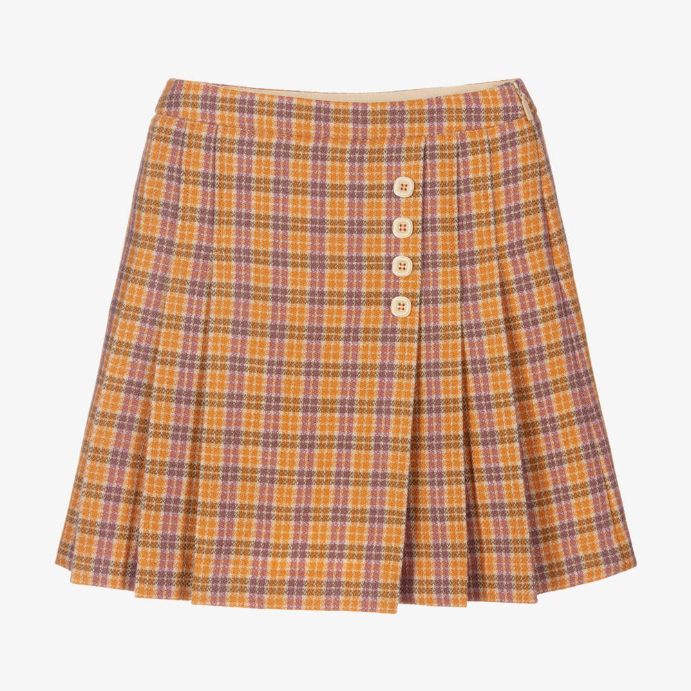 Gucci-Girls Vintage-Inspired Orange Wool Skirt | Childrensalon Outlet