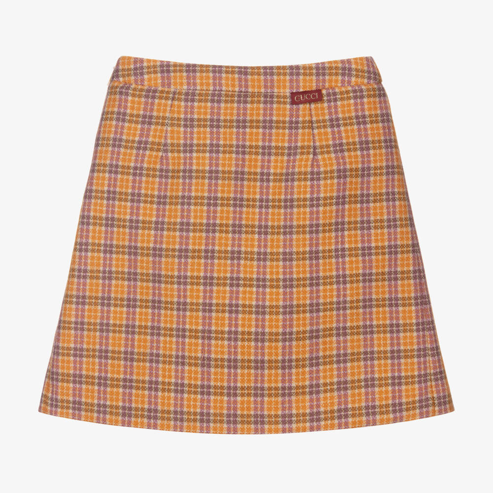 Gucci-Girls Vintage-Inspired Orange Wool Skirt | Childrensalon Outlet