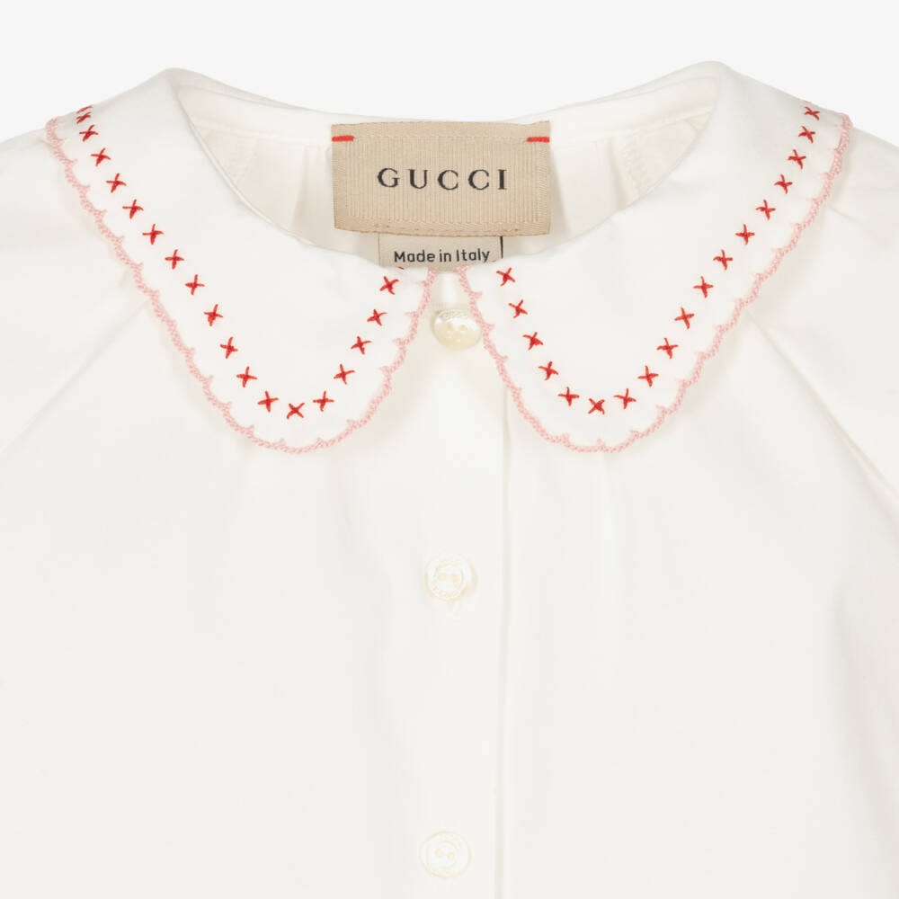 Gucci-Белая хлопковая блузка для малышек | Childrensalon Outlet