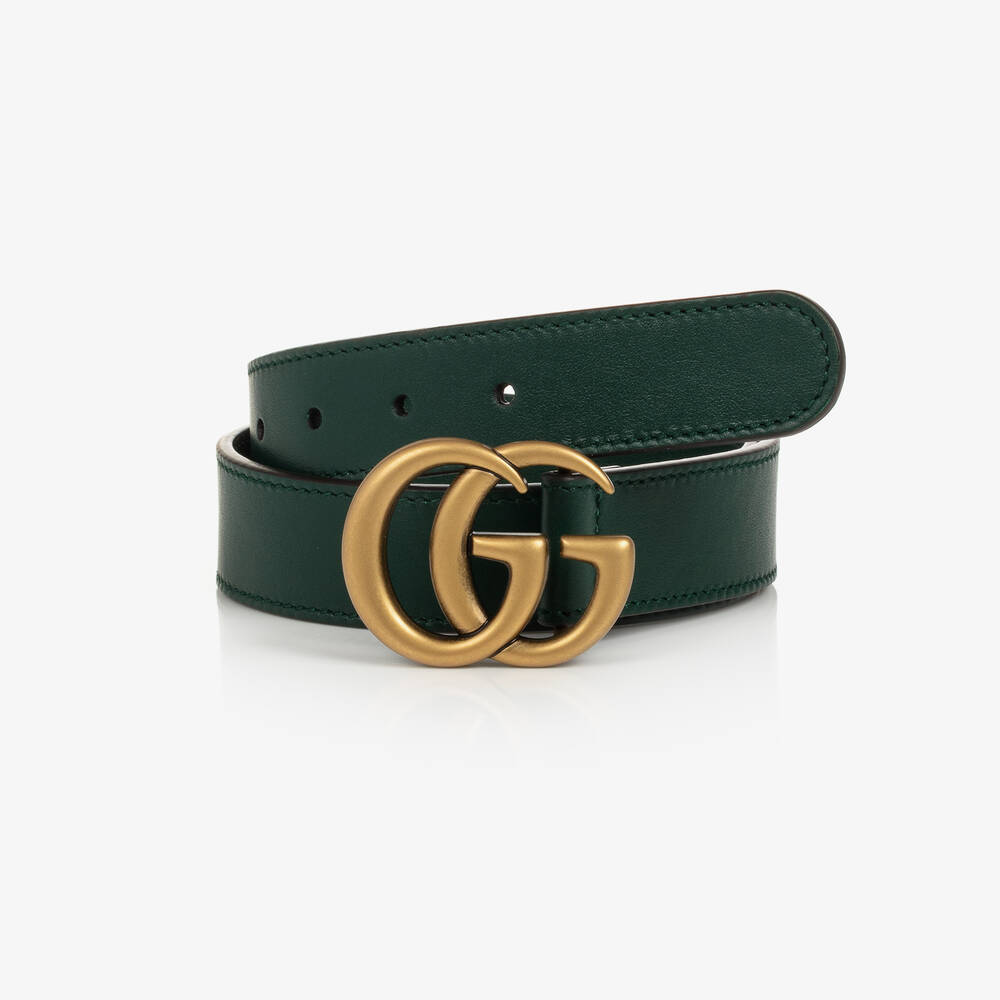 Gucci-Green Leather GG Belt | Childrensalon Outlet