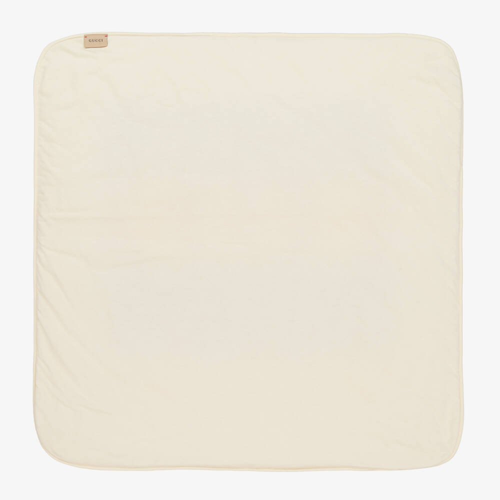 Gucci-Ivory and Blue Cotton Baby Blanket | Childrensalon Outlet