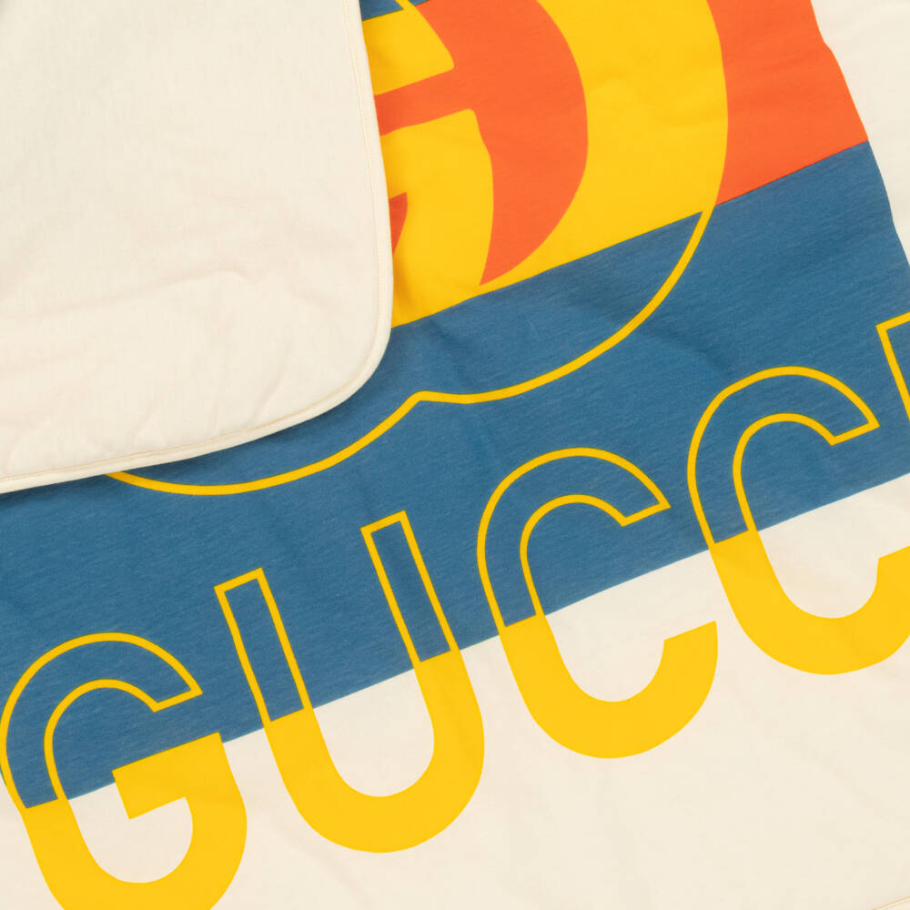 Gucci-Кремовое и синее хлопковое одеяло для малышей | Childrensalon Outlet