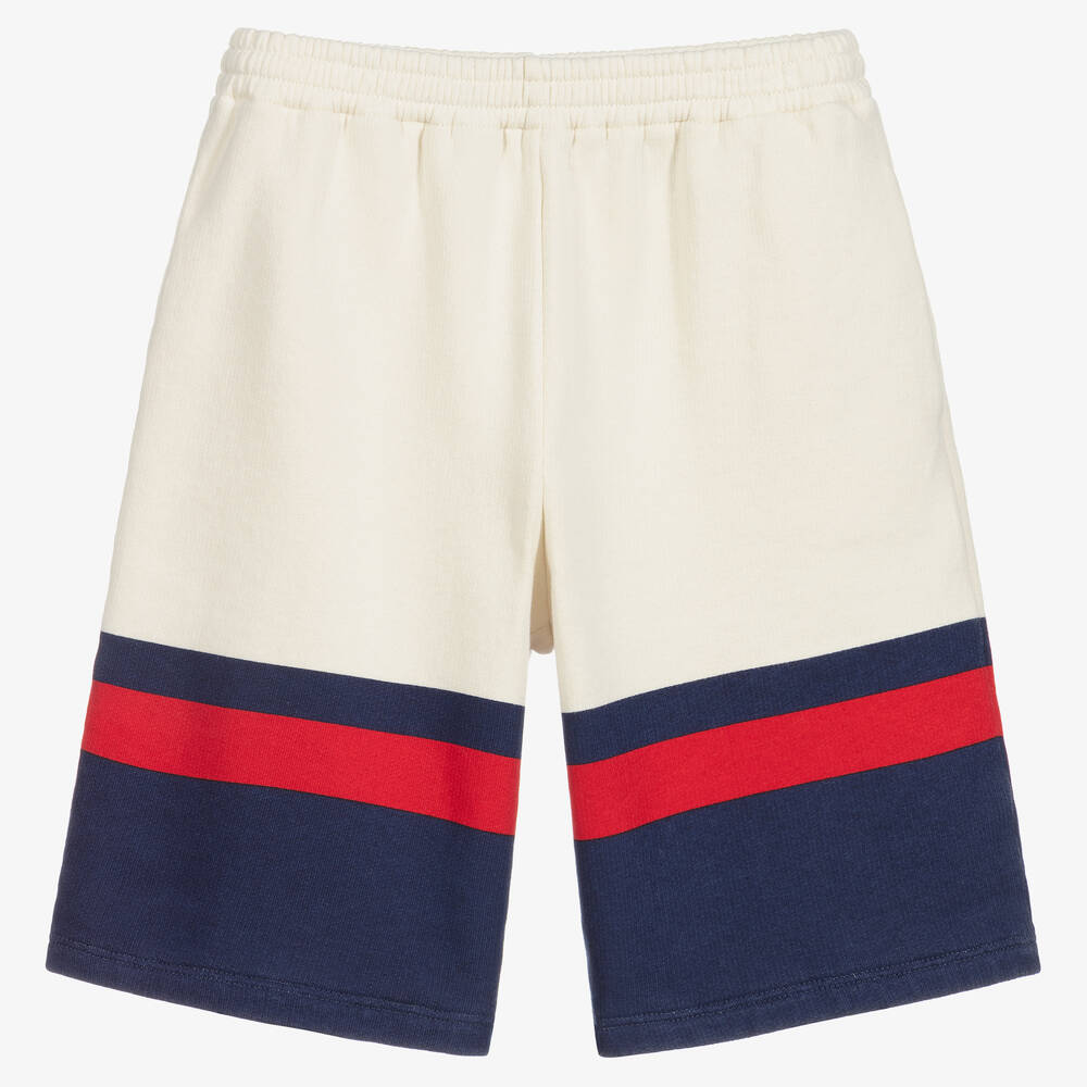 Gucci-Ivory & Blue Jersey Shorts | Childrensalon Outlet