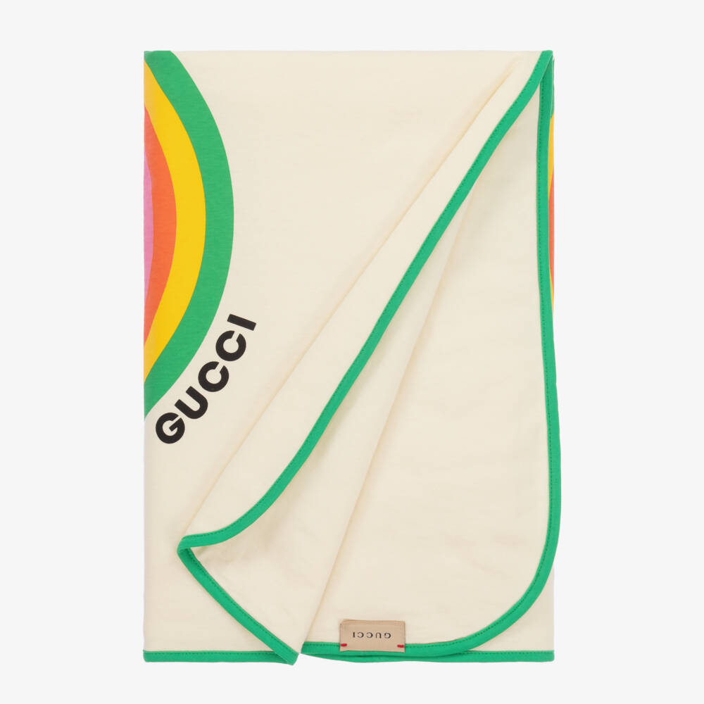 Gucci-Ivory & Green GG Blanket(80cm) | Childrensalon Outlet