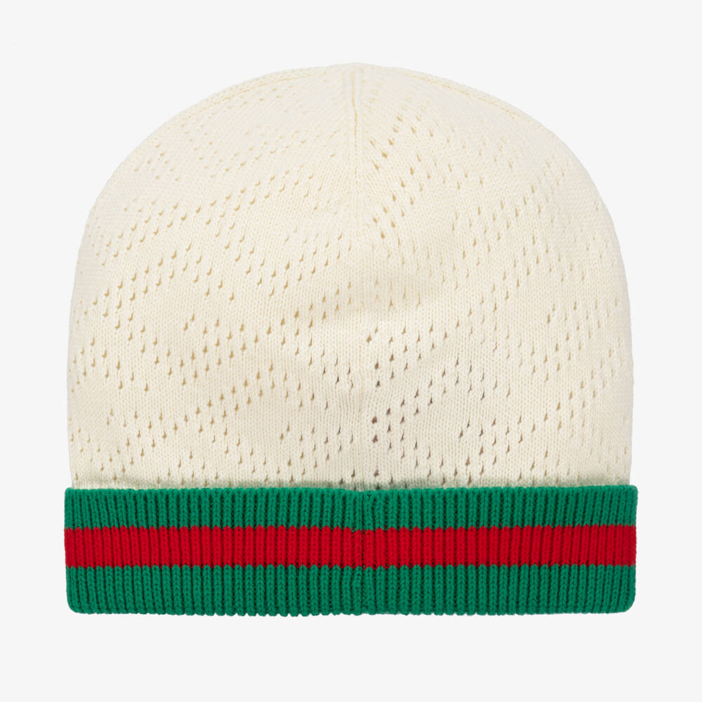 Gucci-Ivory Knitted Stripe Beanie | Childrensalon Outlet