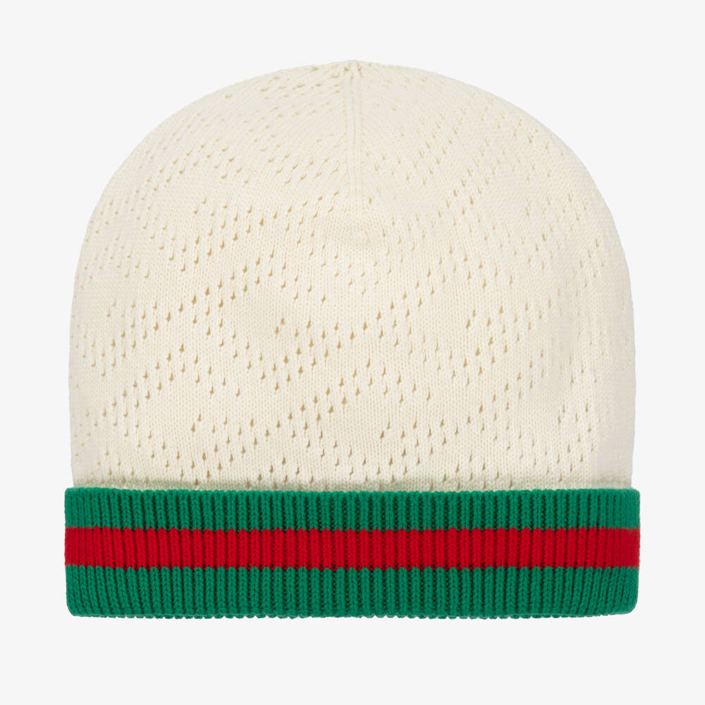 Gucci-Ivory Knitted Stripe Beanie | Childrensalon Outlet