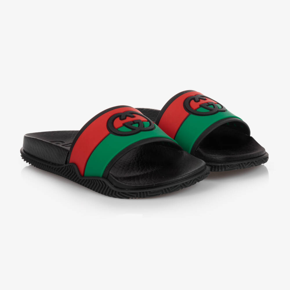 Gucci-Junior Boys Black Logo Sandals | Childrensalon Outlet