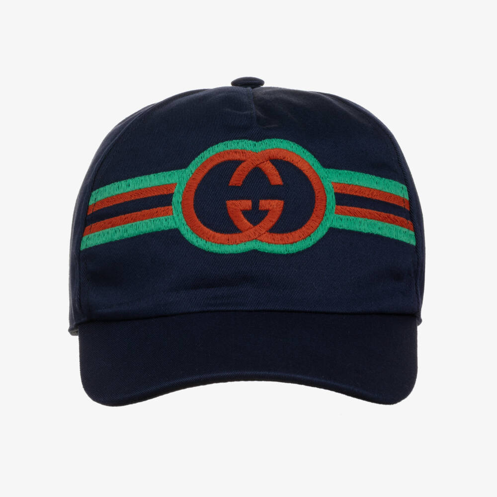 Gucci-Кепка из хлопка с логотипом синяя | Childrensalon Outlet