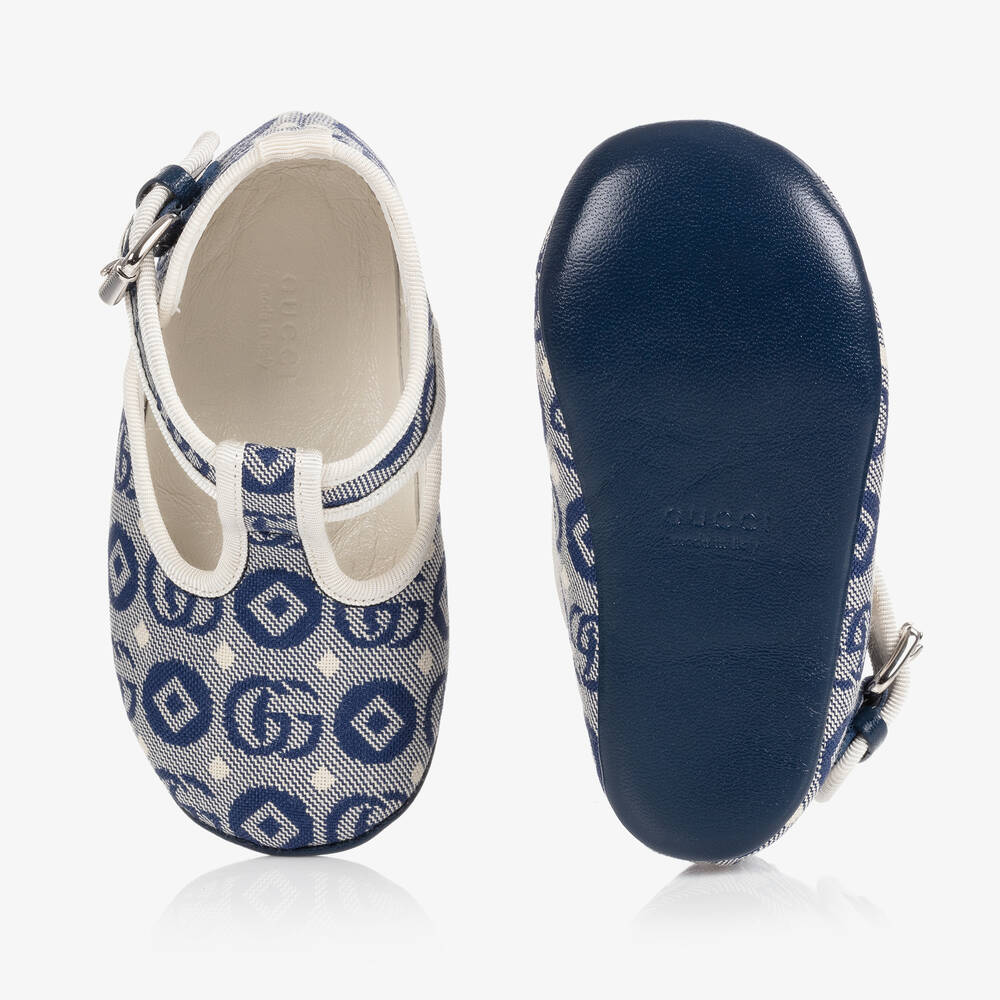 Gucci-Navy Blue GG Pre-Walker Shoes | Childrensalon Outlet