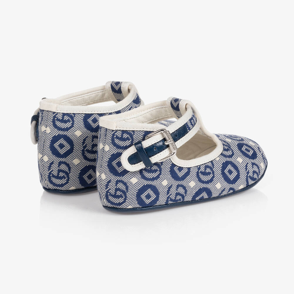 Gucci-Navy Blue GG Pre-Walker Shoes | Childrensalon Outlet