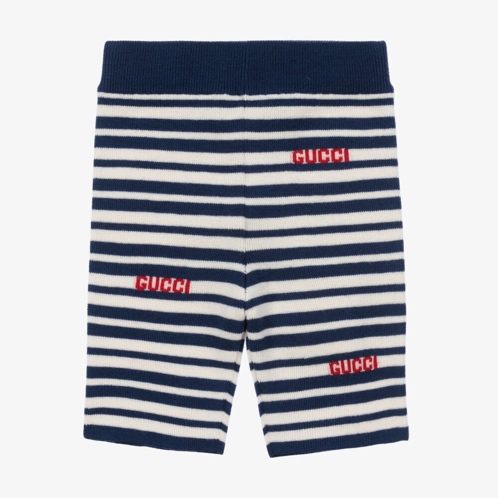 Gucci-Navy Striped Wool Knit Shorts | Childrensalon Outlet