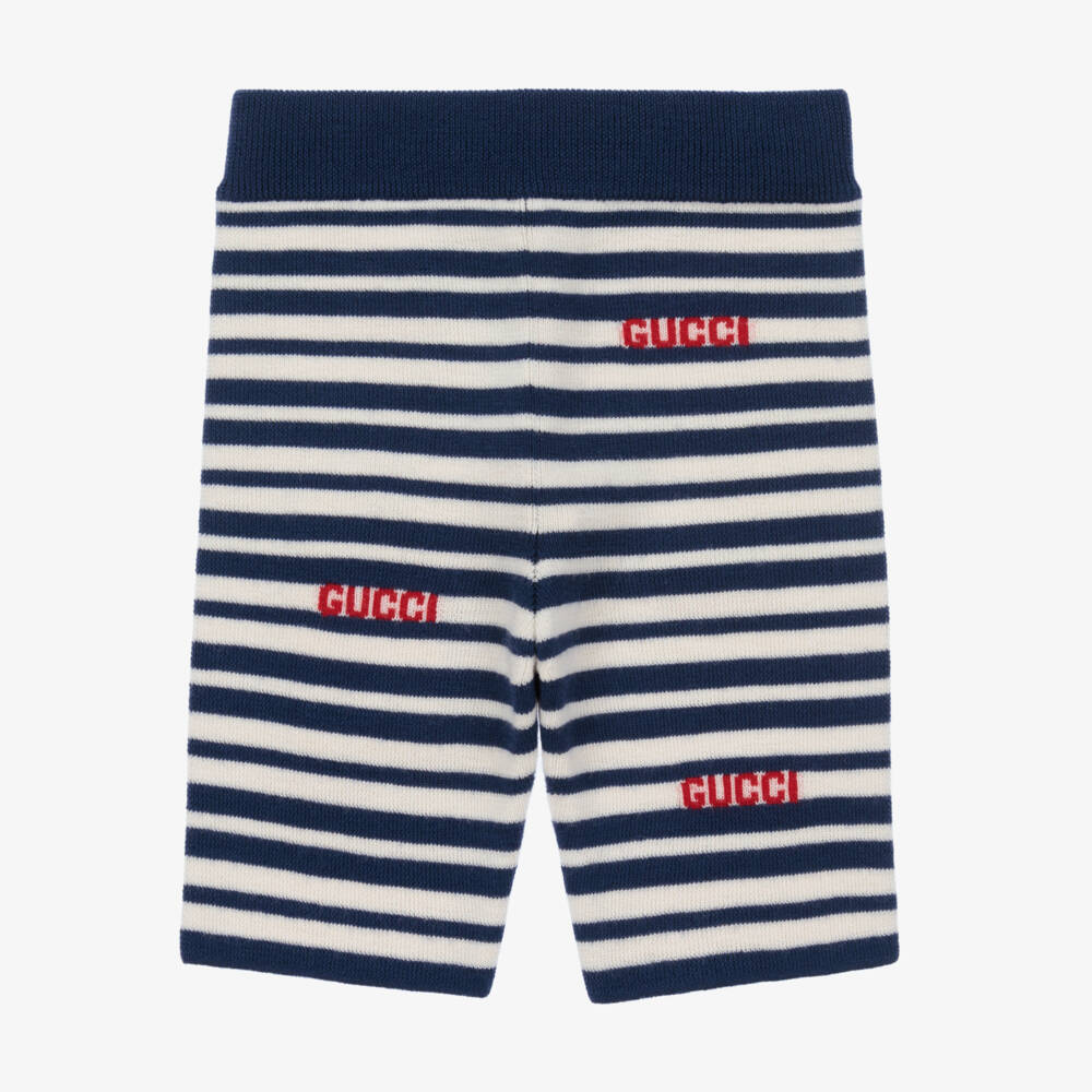 Gucci-Navy Striped Wool Knit Shorts | Childrensalon Outlet